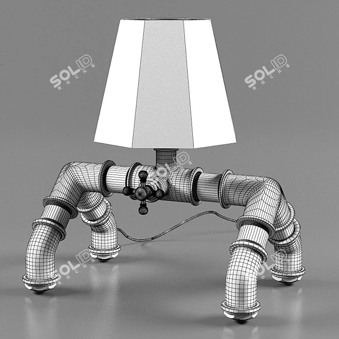 Retro Industrial Mechanical Table Lamp 3D model image 2