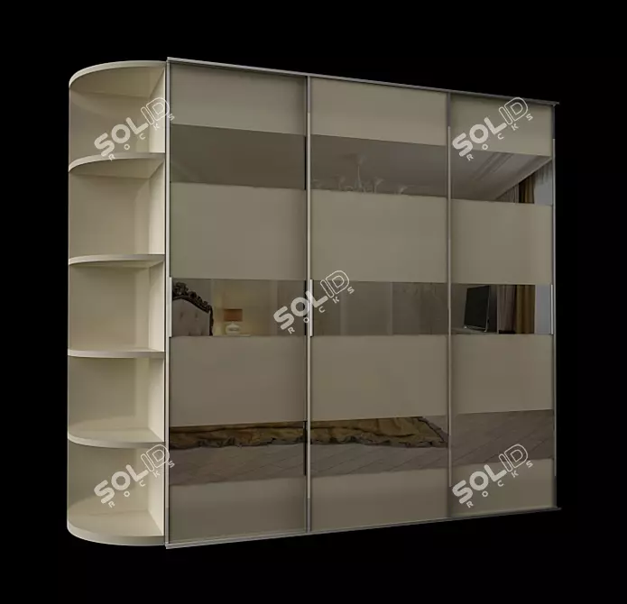 Mirrored Sliding Door Wardrobe 3D model image 1