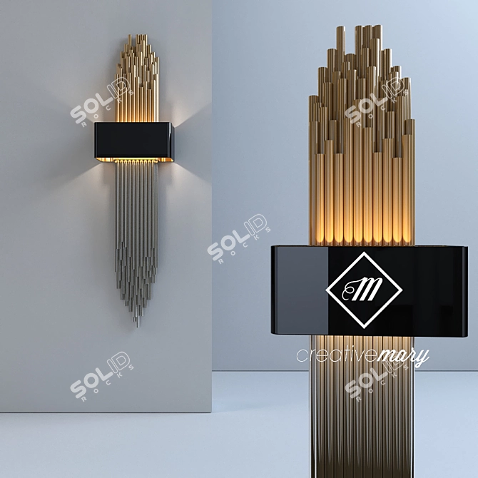 Elegant Brass Wall Light 3D model image 1