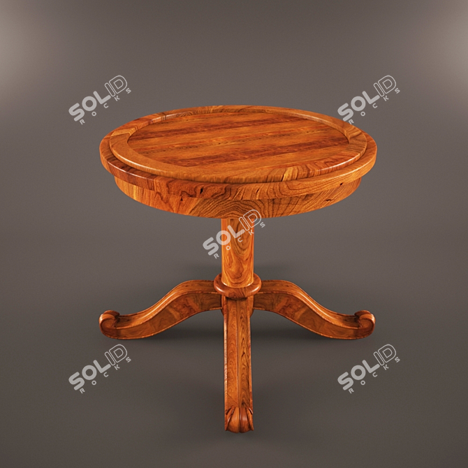 Elegant Dark Cherrywood Round Table 3D model image 1