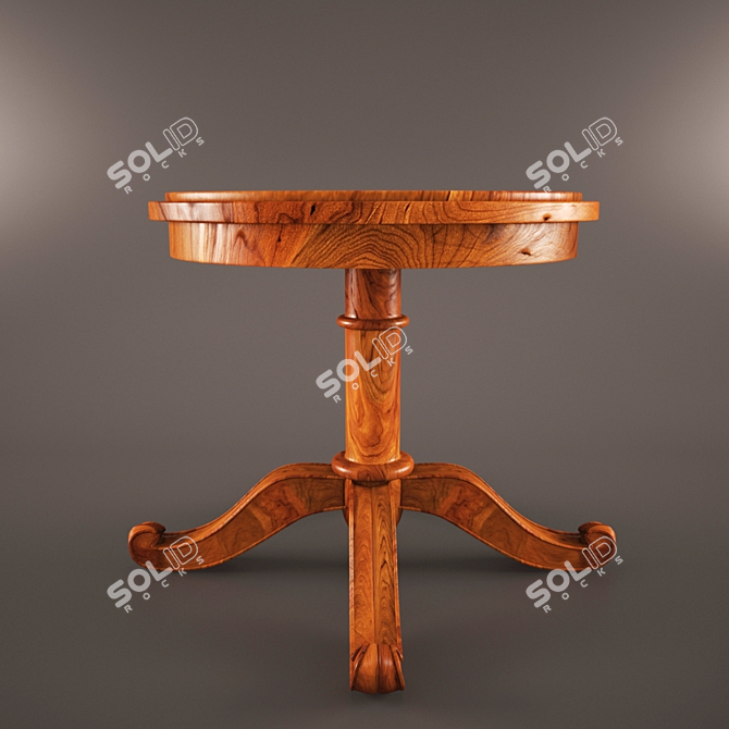 Elegant Dark Cherrywood Round Table 3D model image 2