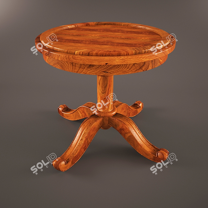 Elegant Dark Cherrywood Round Table 3D model image 3