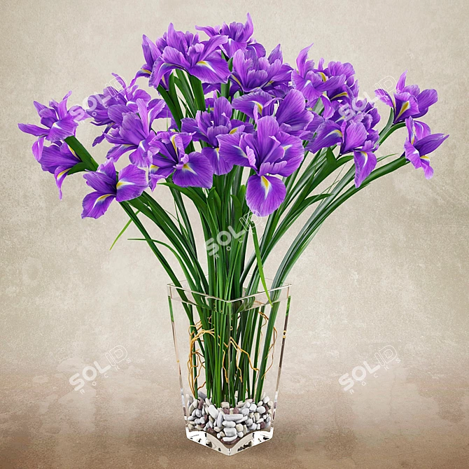 Vibrant Irises: Exquisite 3D Render 3D model image 1