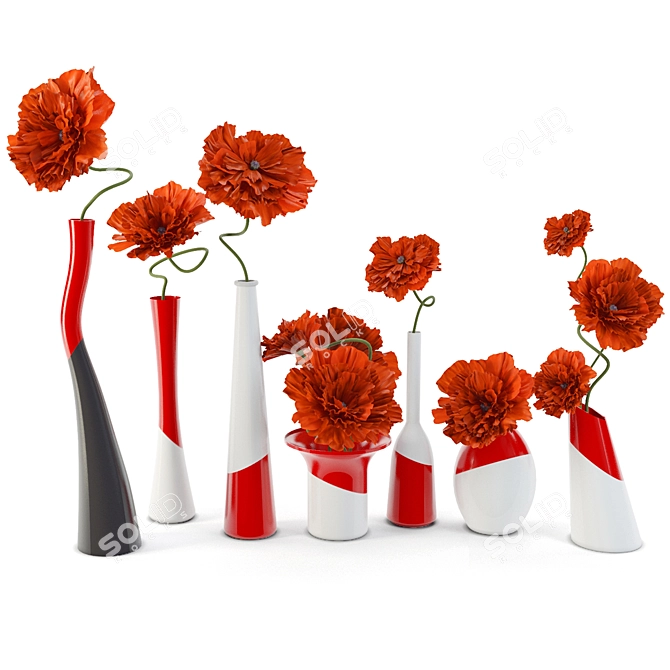 Vibrant Poppies: Blooming Elegance 3D model image 1