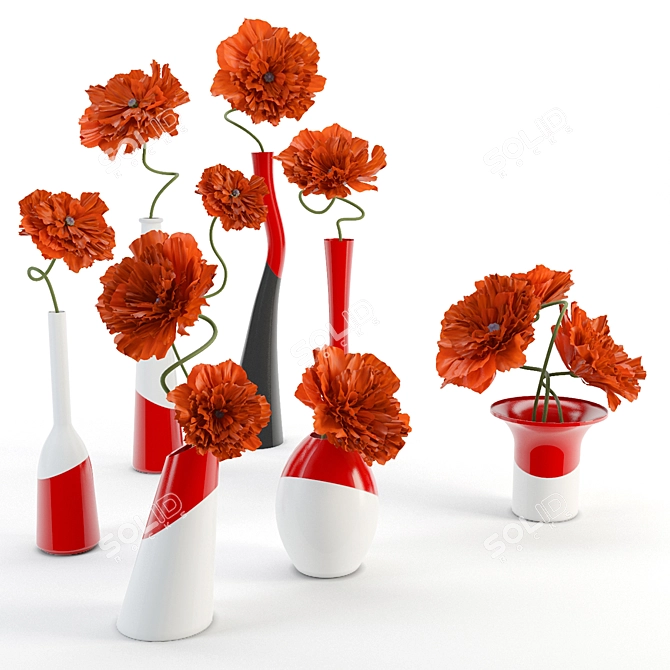 Vibrant Poppies: Blooming Elegance 3D model image 2