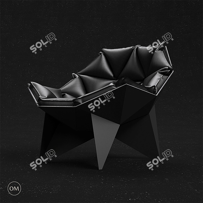 Modern Steel and Velvet Q1 Chair 3D model image 2