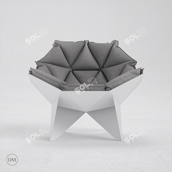 Modern Steel and Velvet Q1 Chair 3D model image 3