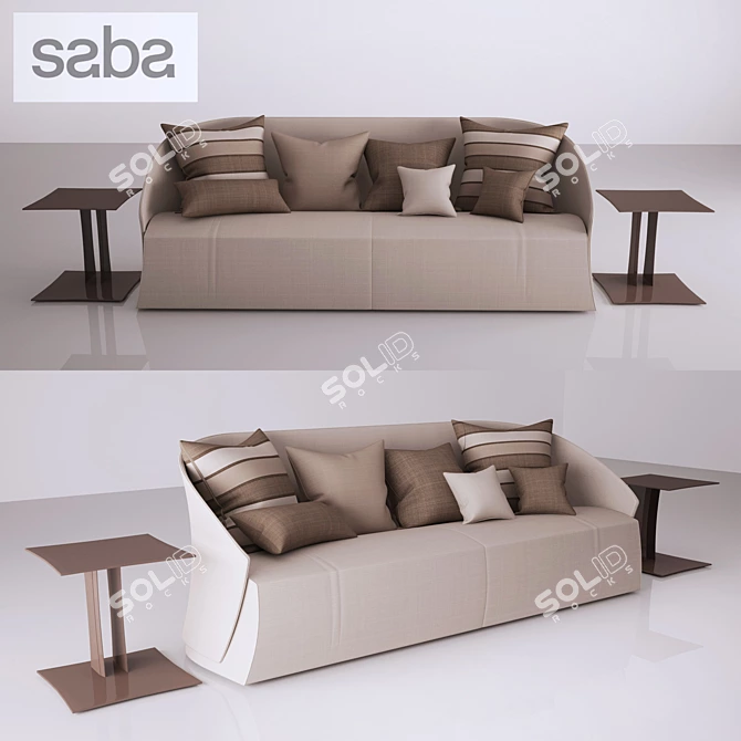 Saba Bustier Sofa: Stylish Comfort 3D model image 1