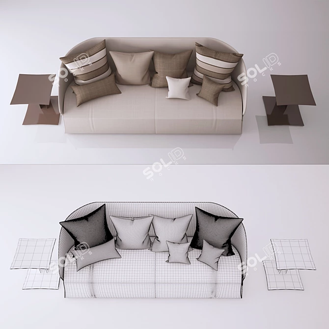 Saba Bustier Sofa: Stylish Comfort 3D model image 2