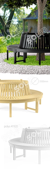 Circular Tree Surround Bench 3D model image 2