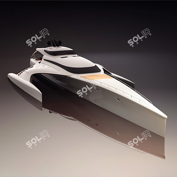 Luxury Trimaran Yacht 3D model image 2