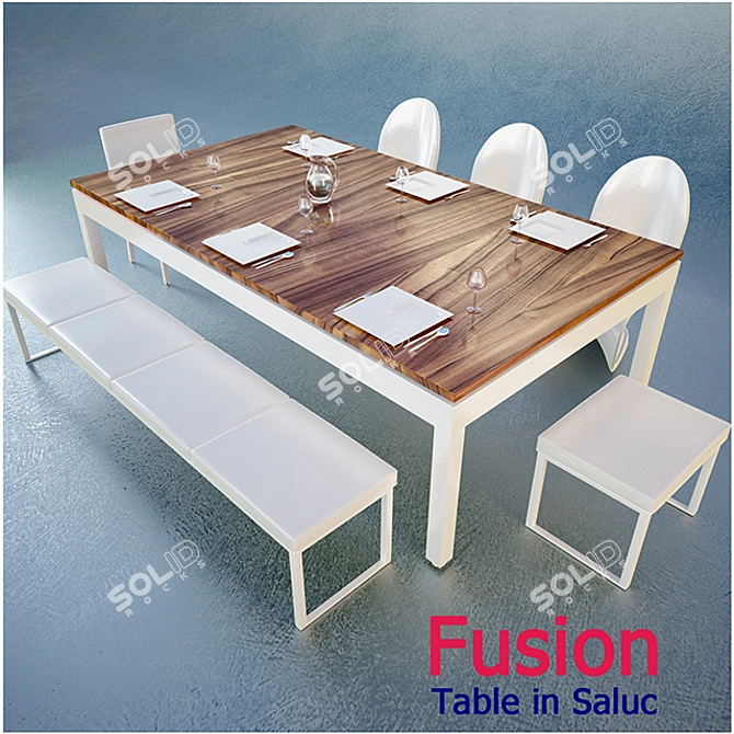 Fusion Table: The Ultimate Billiard-Dining Experience 3D model image 1