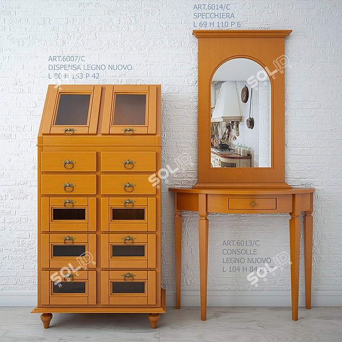 Arteferretto Wood Furniture Set 3D model image 1