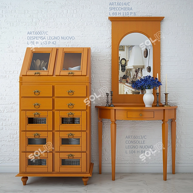 Arteferretto Wood Furniture Set 3D model image 2