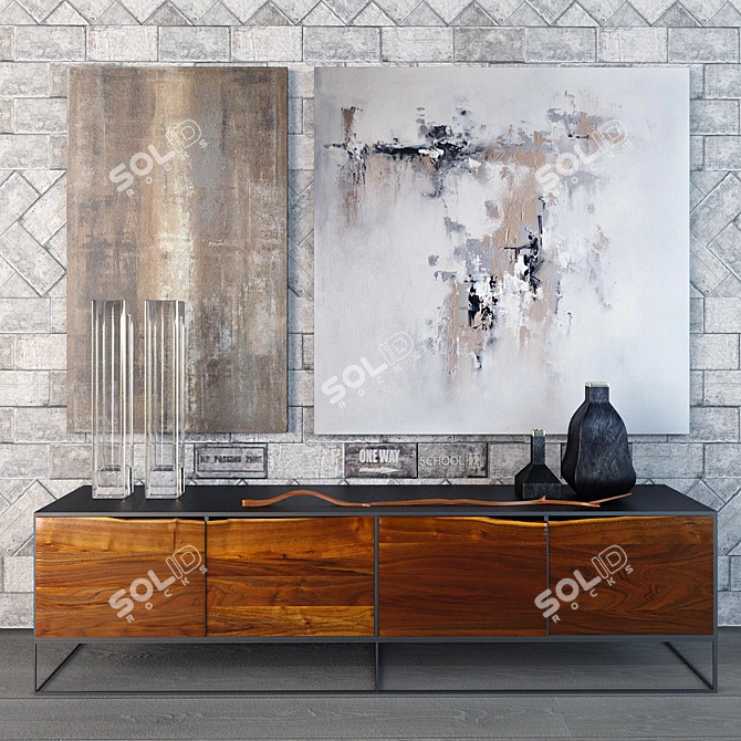 Elegant Rustic Modern Decor Set 3D model image 1