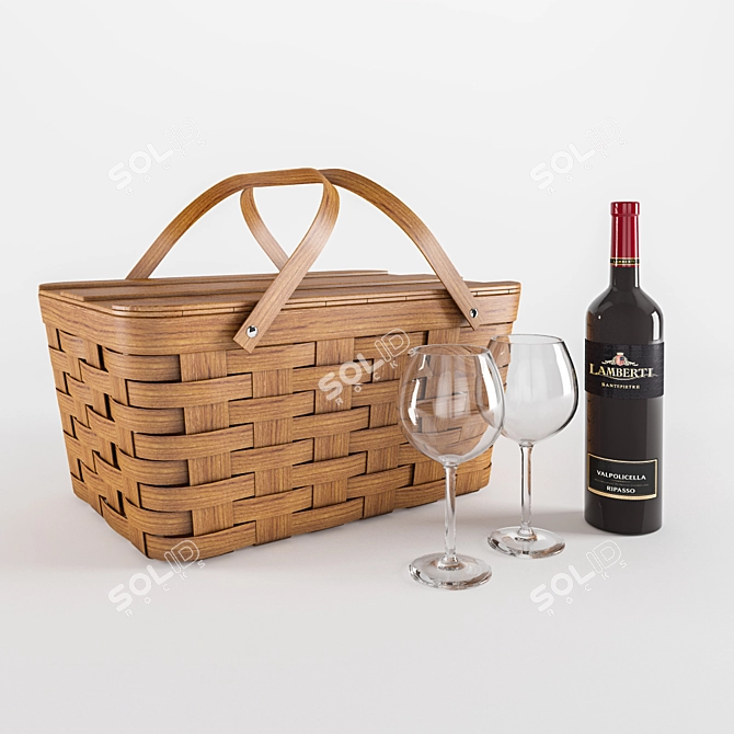 Deluxe Picnic Basket Set 3D model image 1