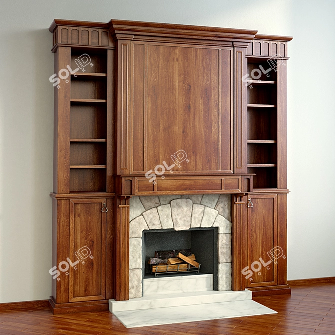 Multifunctional Fireplace Wardrobe 3D model image 1