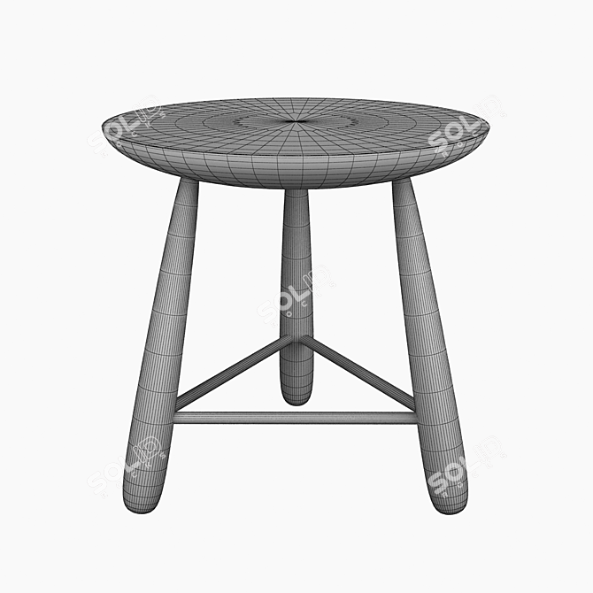 Ethnic Wooden Stool | Height: 40cm 3D model image 2