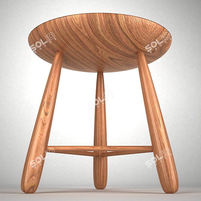 Ethnic Wooden Stool | Height: 40cm 3D model image 3