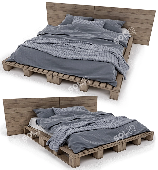 Nordic Elegance Scandinavian Bed 3D model image 1