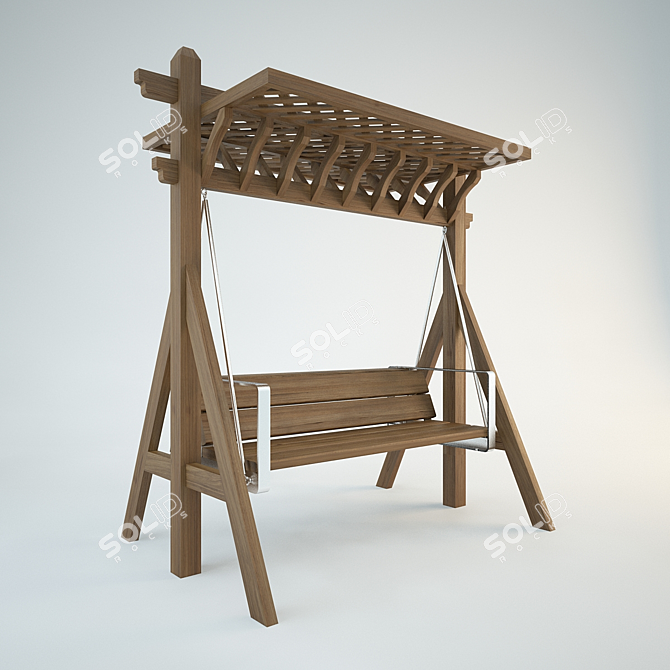Wooden Garden Swings 3D model image 1