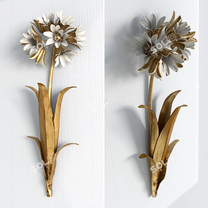 Gilded Flower Wall Art 3D model image 1