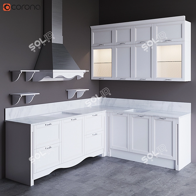 Title: Zetta PORTO Classic Kitchen 3D model image 1