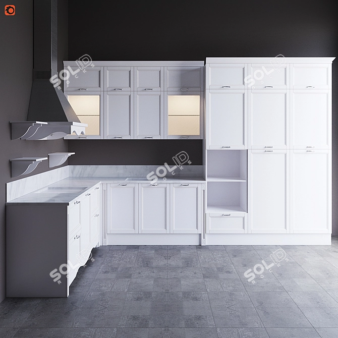 Title: Zetta PORTO Classic Kitchen 3D model image 2