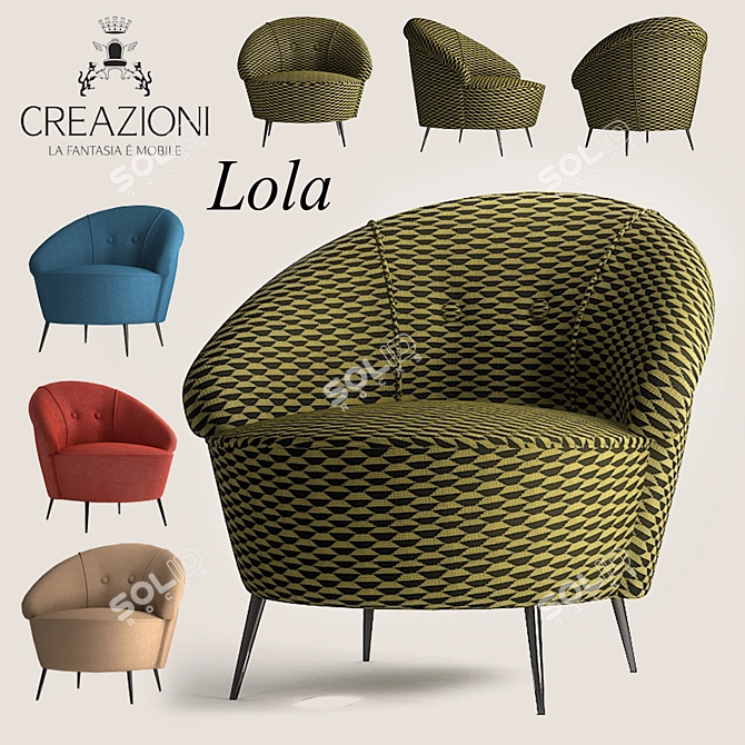 Contemporary Armchair Lola by CREAZIONI 3D model image 1