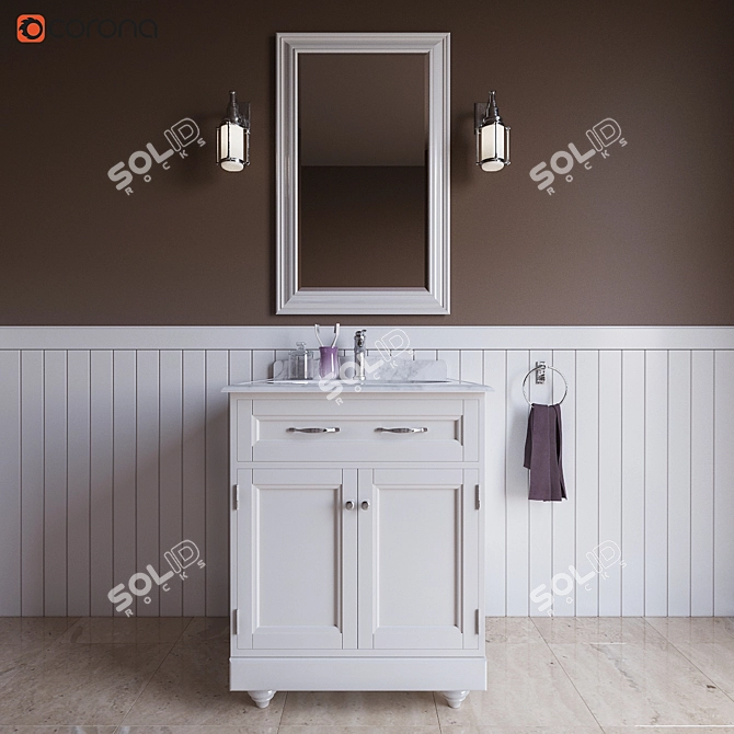Classic American-Style Bathroom Vanity Set 3D model image 1