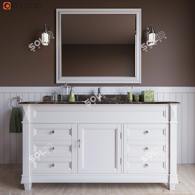 Classic Style Bathroom Set 3D model image 1