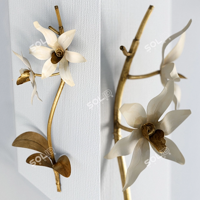  Gilded Flower Wall Decor 3D model image 1