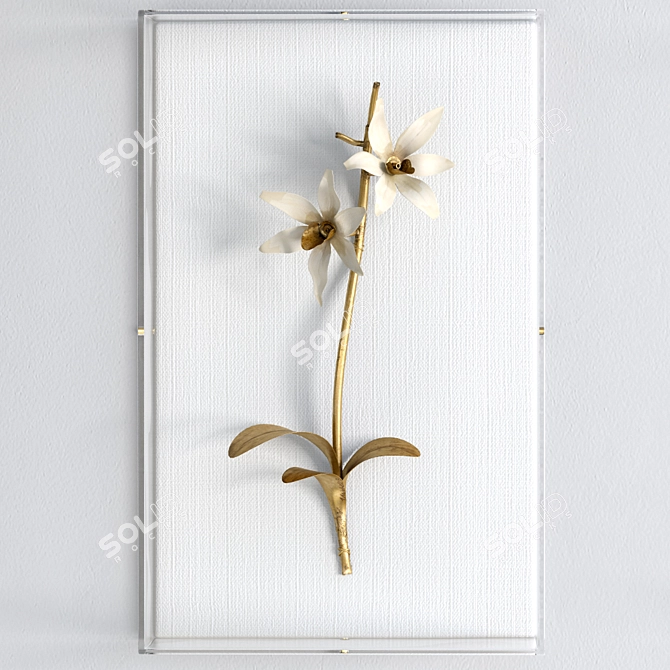  Gilded Flower Wall Decor 3D model image 2