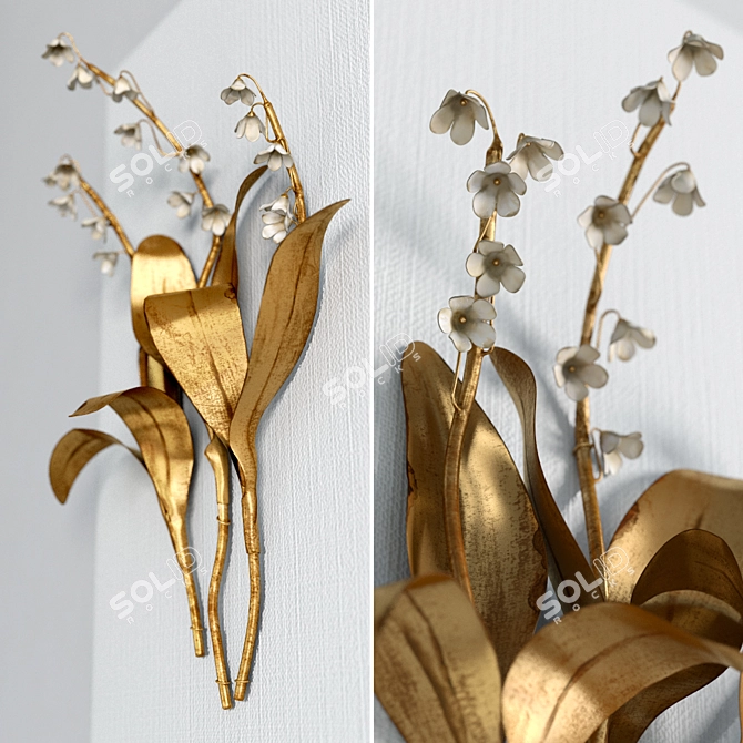 Gilded Flower Wall Decor 3D model image 2