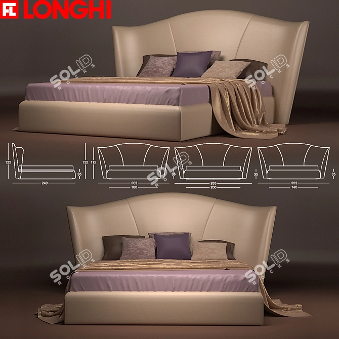 Elegant Heron Bed by Longhi | Lovelux Collection 3D model image 1