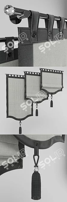 Elegant Buttoned Roman Blinds 3D model image 1