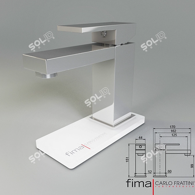 Modern Chrome Sink Mixer - FIMA Carlo Frattini 3D model image 1