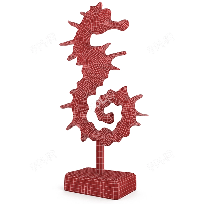 Dragon-like Seahorse Bronze Figurine 3D model image 3