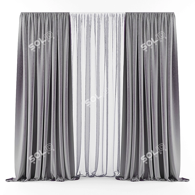 Modern Style Curtains 3D model image 1