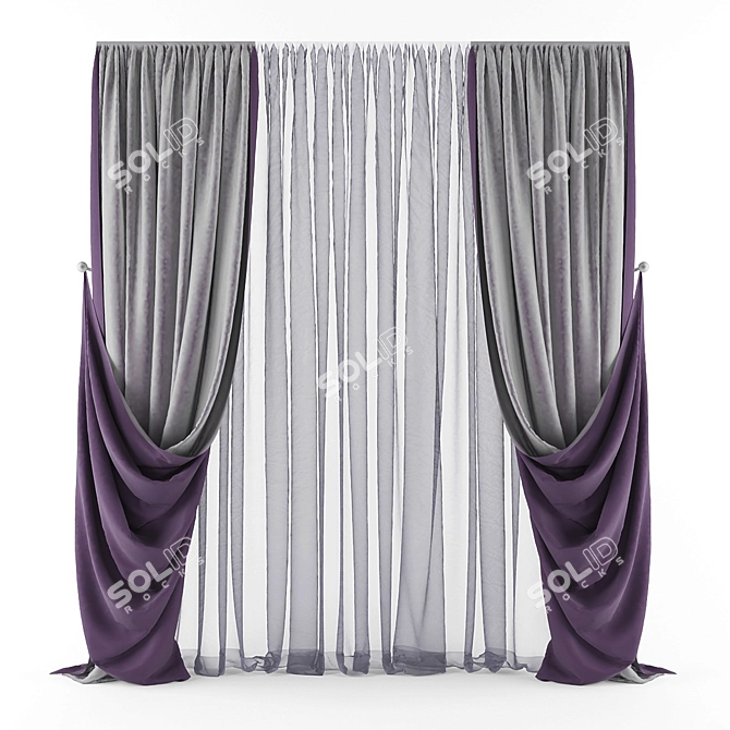 Title: Modern Style Curtains 3D model image 1