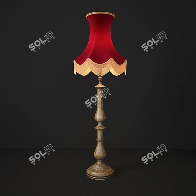 Luxury Silk Lamp with Oak Base 3D model image 1