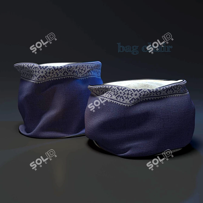 Compact Bag Chair with Decorative Element 3D model image 1