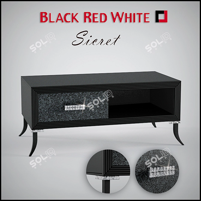 BRW Sicret TV Stand, Black Red White, RTV1S 3D model image 1