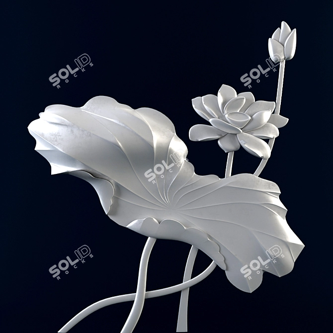 Elegant Lotus Wall Art 3D model image 1