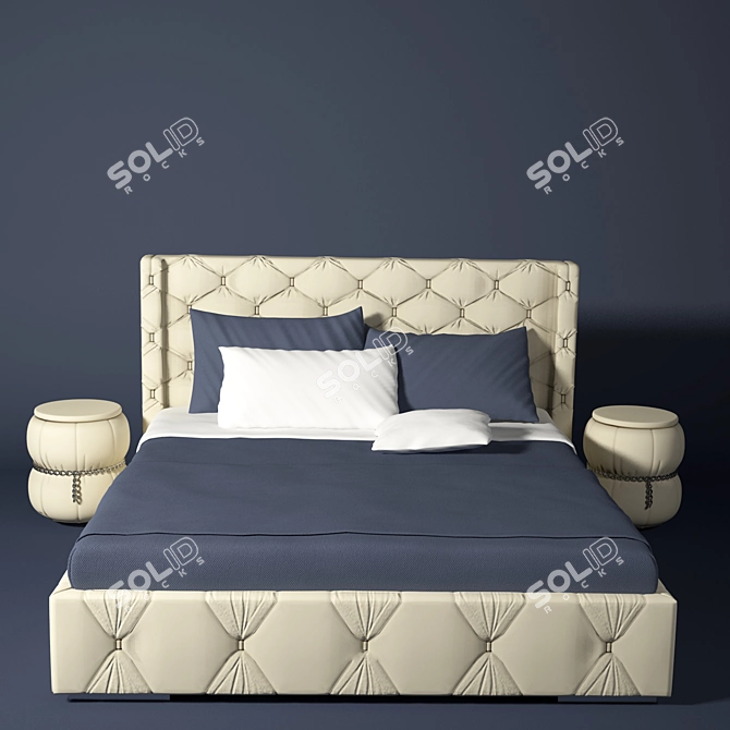 Capri Bed & Bedside Tables Set 3D model image 2