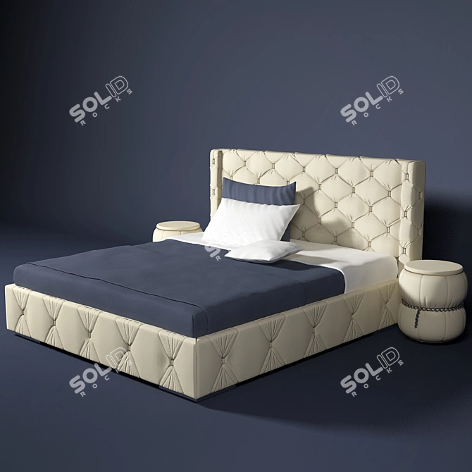 Capri Bed & Bedside Tables Set 3D model image 3