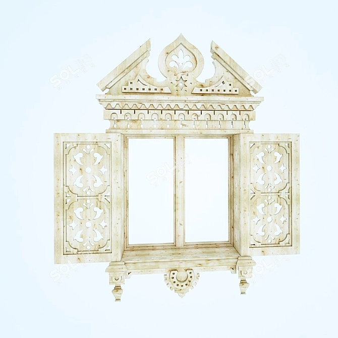 Vintage Architectural Window Detail 3D model image 2