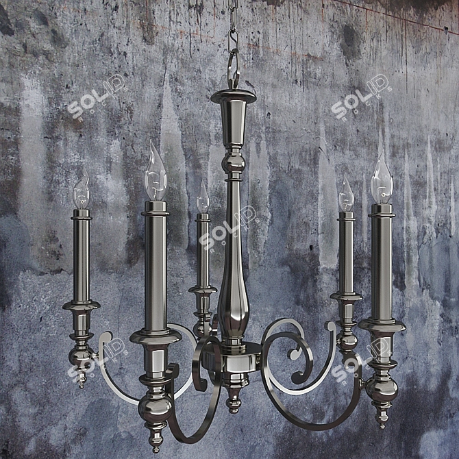 Elegant 5-Light Chandelier: 635mm Height, 610mm Diameter 3D model image 1