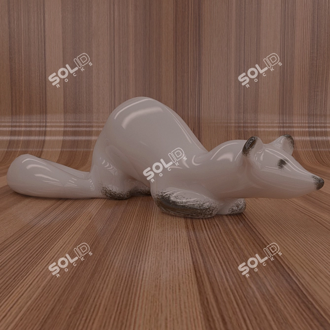 Vintage Soviet Porcelain Weasel Sculpture 3D model image 3