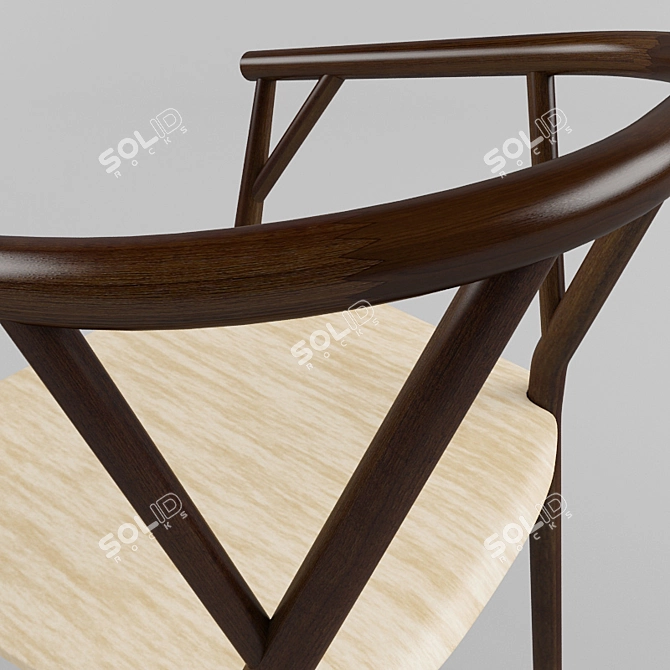 Elegant Curved Wood Chair 3D model image 2